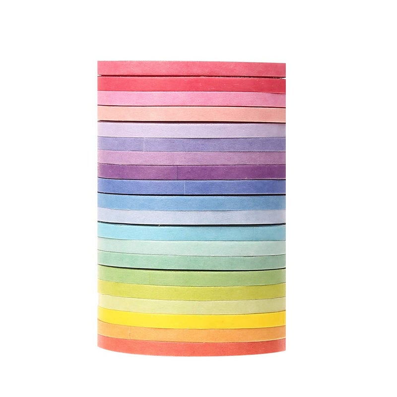 CCINEE 20 Rolls Rainbow Washi Tape Slim,Foil Gold Skinny Decorative Masking Washi Tapes,3MM Wide DIY Masking Tape - Image 2